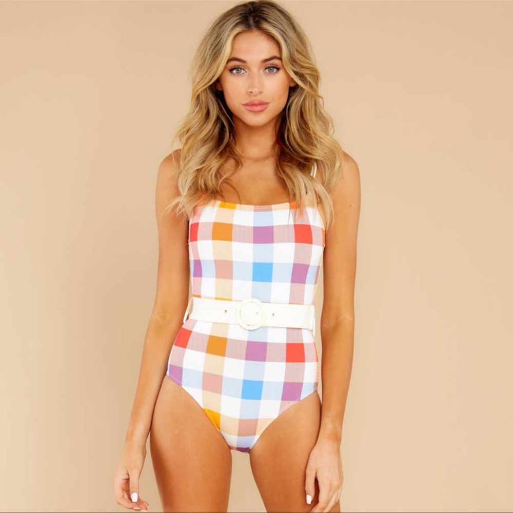 Solid & Striped Nina Belt One Piece in Beach Plaid - Picture 1 of 16